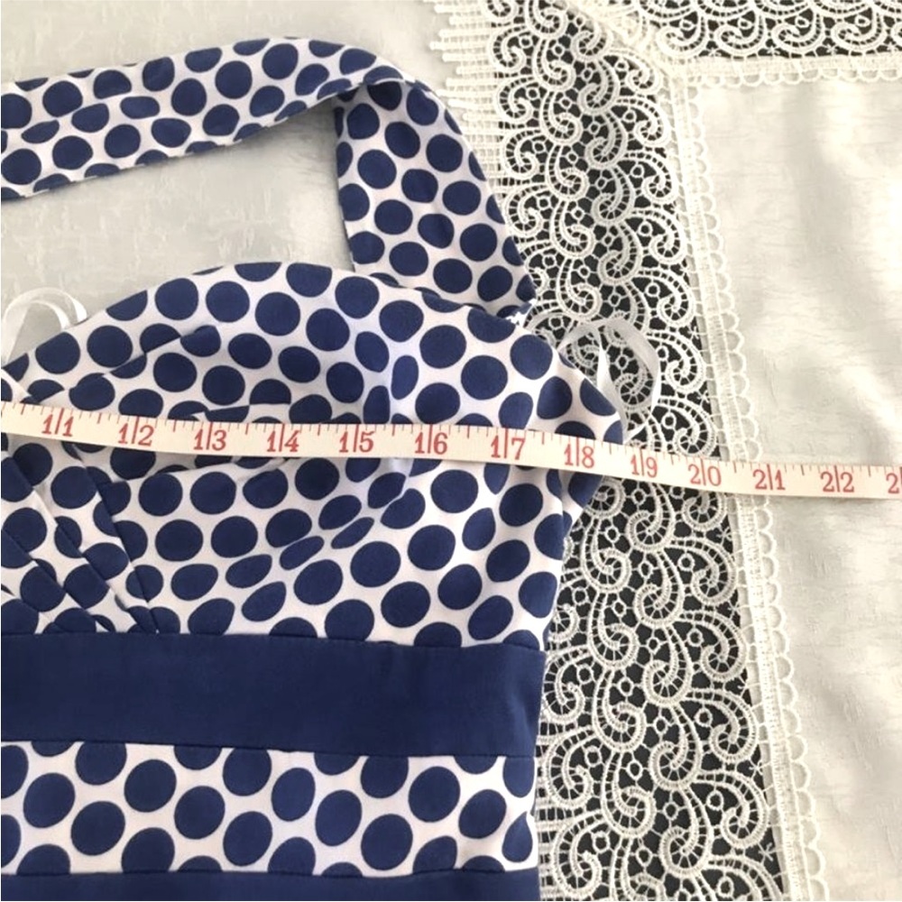 Super Cute Retro Look Blue and White Polka Dot Strapless Dress 💙 - Picture 10 of 11